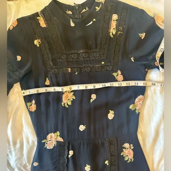 Reformation Sachi dress black size 2 Aphrodite floral - Picture 12 of 13